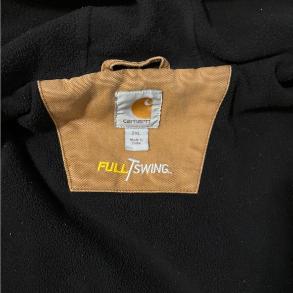 Carhartt Tan Hooded Work Jacket Durable Canvas - Picture 6 of 8